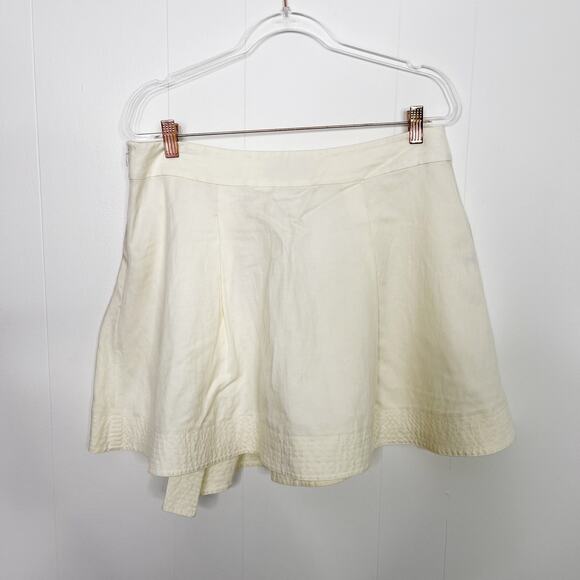 New Derek Lam 10 Crosby Kiana Pleated Asymmetrical Mini Skirt 14 Cotton Linen - Picture 2 of 12